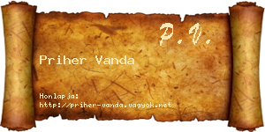 Priher Vanda névjegykártya